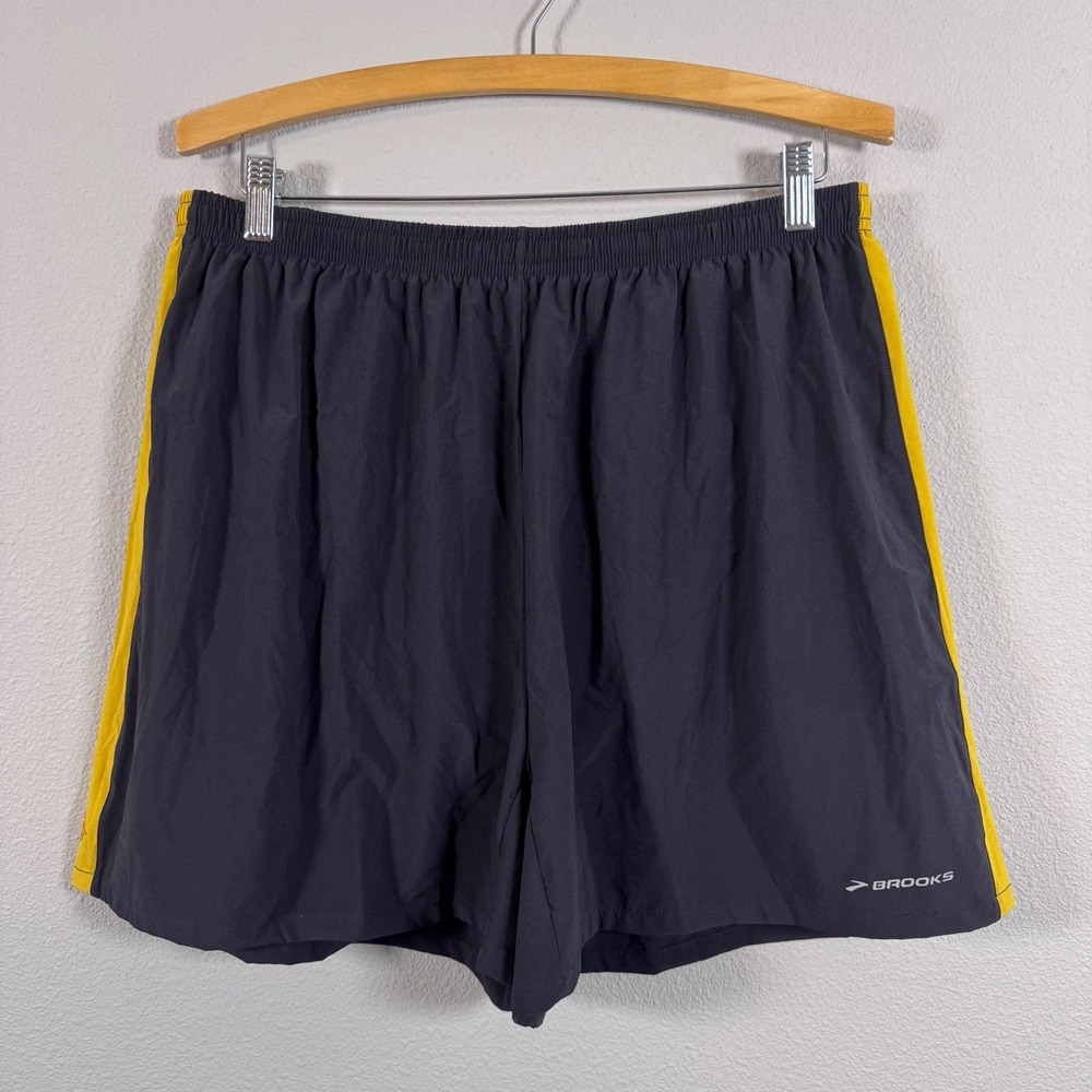 Brooks Equilibrium Technology Running Shorts Black Yellow Performance Men's XL